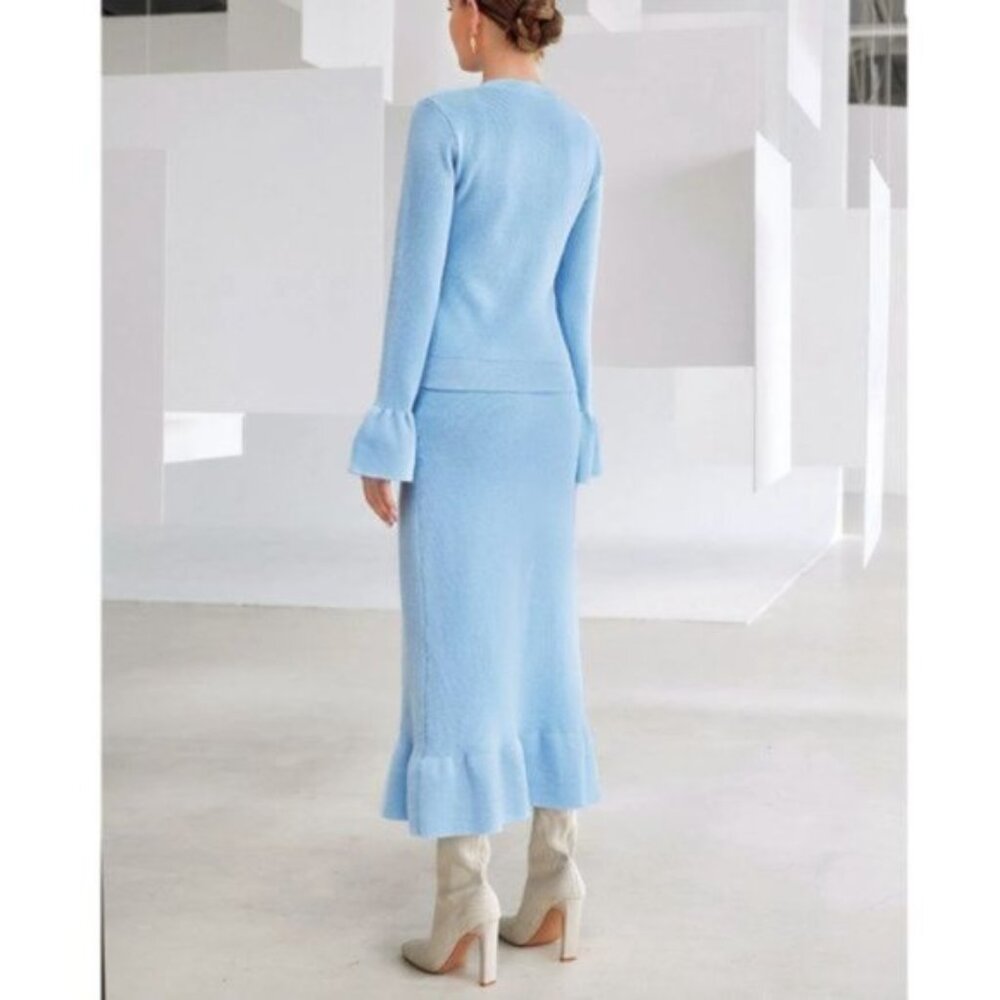 Boho Blue Floral Print Dress - Picture 4 of 6